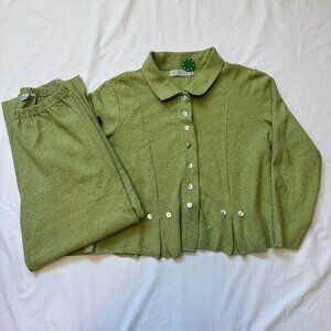 Willow Tweed Light Moss Cotton Suit Two Piece Suit and Trousers S